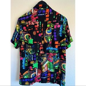 Forever 21 City Nights Shirt, black, neon colors, medium